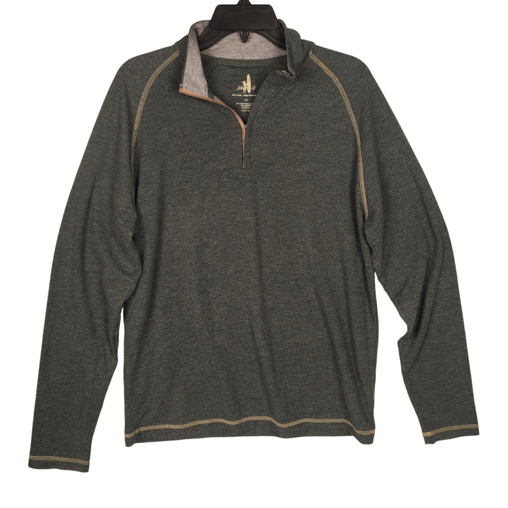 Johnnie-O Mens M Natural Performance Quarter Zip Pullover Gray Bamboo Blend